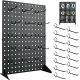 Metal Pegboard Display Stand With 15 Peg Board Hooks Accessories, Desk Pegboard Panels, Merchandise Display Rack for Selling Accessories Vendors & Events Retail Craft Shows & Fairs (17*13Inch, Black）
