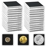 Uncle Paul 25 PCS Coin Capsules, 20/25/30/35/40mm Coin Snaps Holders with 5 Sizes Black Gaskets, Clear Cases for Collection Supplies Silver Dollar Pounds Cents