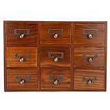 Vintage Wooden Desk Organizer with 9 Drawers, Apothecary Cabinet Tabletop Apothecary Chests and Cabinets, Herb Storage Box, Medicine Vintage Furniture - Blue, for (5042-01-(nine