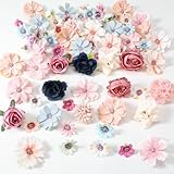 90 Pcs Faux Flower Heads Fake Mini Flowers for Crafts, Fake Peony Daisy Rose Paper Flowers Bulk Multicolor Silk Fabric for Graduation Cap Garland Holiday Wedding Party DIY Home Decoration