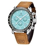 BY BENYAR Mens Watches Analog Quartz Chronograph Waterproof Luminous Watch for Men Business Work Sport Casual Brown Leather Band Dress Men's Wrist Watches Elegant Gifts for Men