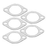 KIMISS 2.5 inch Exhaust Gasket, 2 Bolt Exhaust Pipe Gasket Aluminium Alloy Flange Gasket Exhaust Header Down Pipe Collector