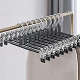 10 Pack Trouser Hanger, 30cm Pants Hangers Space Saving Skirt Hangers with Adjustable Clips,Heavy Duty Clothes Coat Garment Jeans Hangers