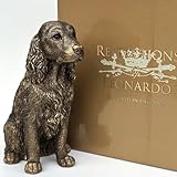 Animal Crackers Spaniel figurine from the Leonardo Reflections Bronzed range, realistic bronze effect heavy weight resin, in gold git box, height 16.5cm