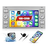 CAMECHO 1G+32G Android Car Stereo for Ford Focus Fiesta Kuga Transit Connect Mondeo S-Max C-Max Galaxy 7" Touch Screen Car Radio with GPS Navigation Bluetooth WiFi FM Reverse Camera Head Unit (White)