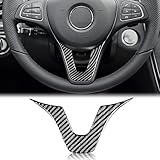 KUNGKIC for Mercedes Benz W204 W205 W211 W203 GLA GLC Carbon Fiber Accessory Car Steering Wheel Decoration Cover Sticker Decal Interior Trim(TypeB Black)
