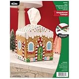 Bucilla, Gingerbread Cottage, Perfect for DIY Arts and Crafts Projects Felt Applique Tissue Box Cover, 89781E