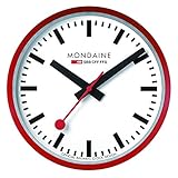Mondaine - Wall Clock A990.CLOCK.11SBC 25cm - Official Swiss Railways Clock Red Second Hand Red Aluminium Casing - Dust Resistant Wall Clocks