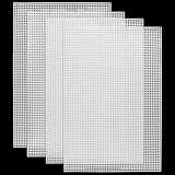 7 Pieces Plastic Mesh Canvas Sheets for Embroidery Crafting, Plastic Needlepoint Canvas, Fursuit Eye Mesh for Crafts DIY, Knit Crochet Projects?Cross-Stitch, Bag Making(White)