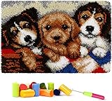 Myriad Choices Latch Hook Rug Kit Puppies 60x40 cm, DIY Latch Hook Rug Making Kit for Adults Kids Embroidery Kits Cross Stitch Kit Carpet Making Kit Needlework DIY Craft Kits for Home Decor