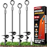 Ground Anchor Heavy Duty, 4 Pack Ground Pegs kits Fit for All Tents, Trampolines, Ground Anchoring Kit with Adaptor