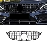Gangying W205 Grille, GTR GT Style Front Grille for Mercedes C-Class C180 C200 C250 C300 C350 C400 2015-2018 Glossy Black (Not Fit C63, without Camera)