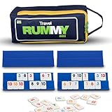 Point Games: Mini Travel Rummy Game Set with 106 Tiles and Four 2 Tier Exclusive Playing Racks in Super Durable Travel Bag