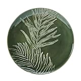 MIKASA Jardin Round Serving Platter, Green Stoneware Serving Platter for Food, 35cm, Large Serve Plate for Starters & Antipasti - Gift Boxed & Dishwasher Safe