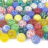 HAKACC 60PCS Glass Marbles Bulk, 16mm Colour Mixed Glass Marbles for Kids Marble Games DIY Home Decoration