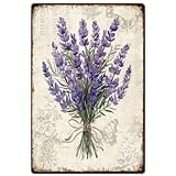 SUPERDANT Purple Lavender Metal Signs Flower Bunch Tin Signs Botanical Theme Metal Wall Plaques Iron Wall Art Man Cave Sign Vintage Decor for Bedroom Living Room Garden Decoration