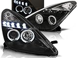 Headlights compatible with Toyota Celica T230 1999 2000 2001 2002 2003 2004 2005 GV-1580 Front Lights Car Lamps Headlamp Headlamps Driver And Passenger Side Complete Set Headlight Angel Eyes Black