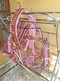 SHOWMEN CRAFT Leather Horse Driving Harness for Single Horse Cart In 4 Size Stylish Natural Horses Bridle Saddles Cavesson Cob, Pony & Shetland (Pink)