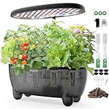 DRYADES Hydroponic Growing System Kit 12 Pods, Smart Herb Garden Planter with 24W Full Spectrum LED Grow Light, indoor Gardening System for Home/Office/School (Black)