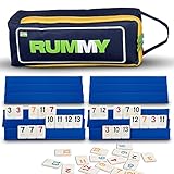 Point Games Classic Rummy Game Set – Includes 106 Standard Tiles (1.5” x 1”), Four 3-Tier Racks & Durable Travel Bag