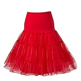 Boolavard 50's Petticoat Underskirt Retro Vintage 1950's Rockabilly White, Black, Blue, Pink, Red (L-XL, Red)