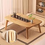Japanese Bamboo Folding Coffee Table Portable Kotatsu Table for Floor Seating Lightweight and Stylish Japanese Furniture (70 x 40 x 26 cm Natural Finish)
