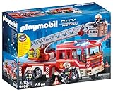 Playmobil 9463 City Action Fire Ladder Unit with Extendable Ladder with Lights and Sound, fire fighter and helicopter toy, fun imaginative role play, playset suitable for children ages 4+