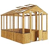 BillyOh 9x6 Wooden Frame Greenhouse with Opening Roof Vent | Polycarbonate Glazing | Garden Storage Medium Wooden Lincoln Green House (9x6)