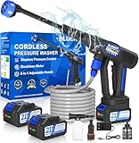 Cordless Pressure Washer, 6 in 1 Portable Power Washer, cordless power washer with 2 Battery, Battery Pressure Washer with 5M for Car/Floor/Garden Cleaning & Watering (Blue)