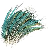 Mwoot 30pcs Natural Peacock Sword Feathers for DIY Craft,Costume,Wedding Holiday Party Decoration 10-14inch (25-35CM)