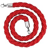 QWORK® 1.5M Red Twisted Queue Rope, Stanchion Rope Barriers, for Hotels, Clubs, Banks, and Events