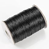 Black Necklace Cord, Black String for Jewellery, Leather Necklace Cord - 2mm Waxed Cotton Craft Supplies with Strong Braided Design for DIY Jewellery, Beading & Craft Projects (10m Length)