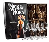 Crystal 150 ml Retro Nick and Nora Coupe Glasses | Set of 6 | Vintage Bar Glassware for Martini, Manhattan, Cosmopolitan, Classic Cocktail Drinks | Small Drinking Coups with Long Stems