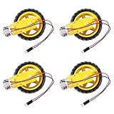 AEDIKO 4 Sets TT Motor DC 3-6V Gearbox Motor Dual Shaft 200RPM Ratio 1:48 Motor with Tire Wheel Kit for Smart Car Robot DIY