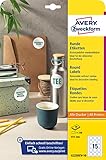 AVERY Zweckform 6225REV-10 Round Labels (150 Adhesive Dots, Diameter 51 mm on A4, Round Stickers for Printing, Removable Without Residue/Removable, Self-Adhesive Jam Labels), 10 Sheets, White