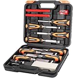 Ezkamfort Chisel Set-13Pcs Woodworking Tools Set-Wood Carving Tools, Wood Chisel Sets with Sharpening Stone, Honing Guide and Storage Case