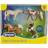 Breyer Bandai Pintos And Palominos Gift Set 4 Pinto And Palomino Stablemates 10cm 1:32 Scale Horse Toys In A Variety Of Patterns Plastic Animal Figures Make Horse Gifts For Girls And Boys