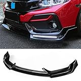NTING Front Bumper Lip Compatible with Honda Civic 10th Gen Si Hatchback 2017-2021 Air Dam Front Lip Spoiler Splitter Chin Diffuser Protector Body Kit, Glossy Black w/Turn Signal Light