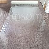Winsome Clear Carpet Protector Film Self Adhesive Roll Temporary Protecting Water Resistant Floor Dust Sheet Cover | 60cm x 25m Roll (60 Micron)