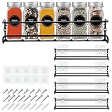BAORELST Spice racks Organizer 4 Tier Wall Mounted Condiment Holder With Adhesive Sticker and Screws for Kitchen Condiments & Inside Cupboard Spice Organizer Tidy (Black)