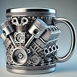 V8 Engines Stainless Steel Cup, Personalized 3D Engines Stainless Steel Mug, Creative V8 & V6 Engine Shaped Coffee Mug, Creative Car Engine Design Gift for Car Enthusiasts and Racing Fans