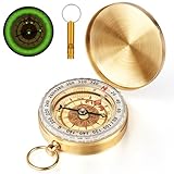 Flintronic Navigation Compass, Vintage Clamshell Compass with Luminous Function, Waterproof Pocket Compass for Outdoor Camping Navigation, Orienteering and Survival