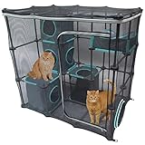 Kitty City Claw Indoor and Outdoor Mega Kit Cat Furniture, Cat Sleeper, Outdoor Kennel, Corrugate Cat Scratcher, Black