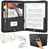 POKIENE Music Folders for Sheet Music with Handle and Shoulder, PU Leather Choir Folder Black, 30 Pockets for Sheets, 3 Rings Binder for Piano and Stage Performance