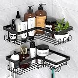 Kegii Shower Caddy Corner, Shower Storage Rack Shelf Organiser No Drilling, Adhesive Bathroom Caddy Bathroom Shelves, Black Bathroom Aaccessory Storage