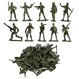 D.A.Y. Republic 50 Piece World War II Plastic Toy Soldiers Traditional Green Army Men, Free Standing in Battle Poses, Kids Military Games Action Figures, Combat Force Model