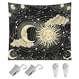 Sun And Moon Tapestry,Wall Hanging Sun Moon Stars Tapestries Aesthetic,Wall Tapestry For Bedroom,Wall Blanket,For Living Room,Wall Hanging Decoration,130×150cm