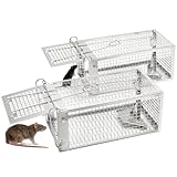 EGOFLYYA Rat and Squirrel Cage Trap, Live Multi-Catch Rat Trap, Live-Catch Effective Cage Trap for Rats and Small Animals, Great for Outdoor Use (2Pack)