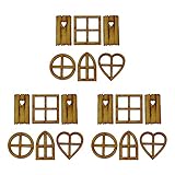 YONGTTFEI 18 Pcs Miniature Window Decorations Wooden Country Cottage Fairy Doors Mini Simulation Door Ornaments for Fairy Garden Home Décor