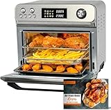 HYSapientia® 24L Air Fryer Oven With Rotisserie Large XXL Digital Knob 1800W 10 in 1 airfryer Countertop Convection Mini Toaster Oven electric and grill, Stainless steel inner, Full Accessory Set